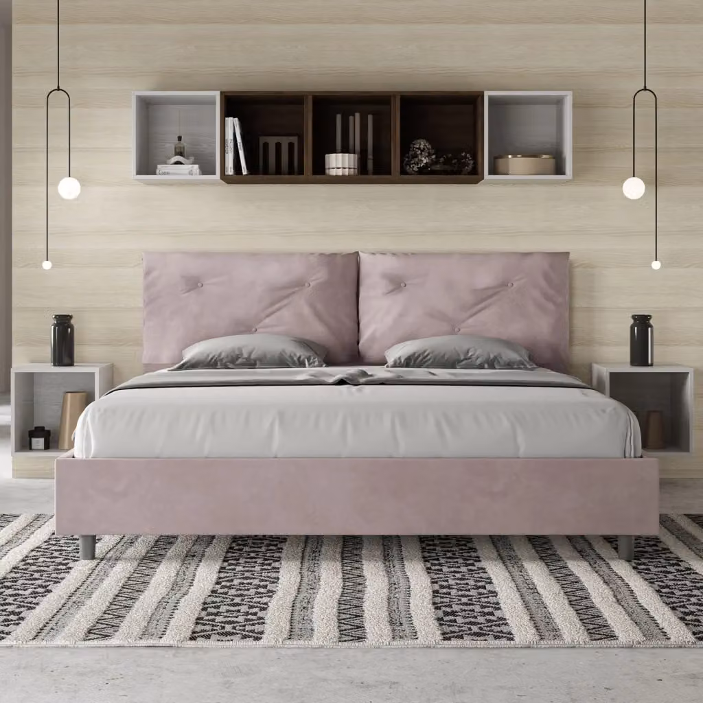 Letto Matrimoniale King Size Appia Large con Contenitore e Rete, Imbottito in Microfibra, Colore Glicine, L/P/H: 222 x 200 x 110 cm – 2