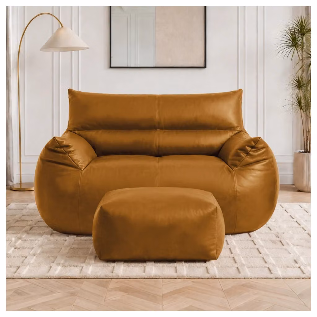 Pouf a sacco Mivray Soft Body in ecopelle marrone per adulti – 2