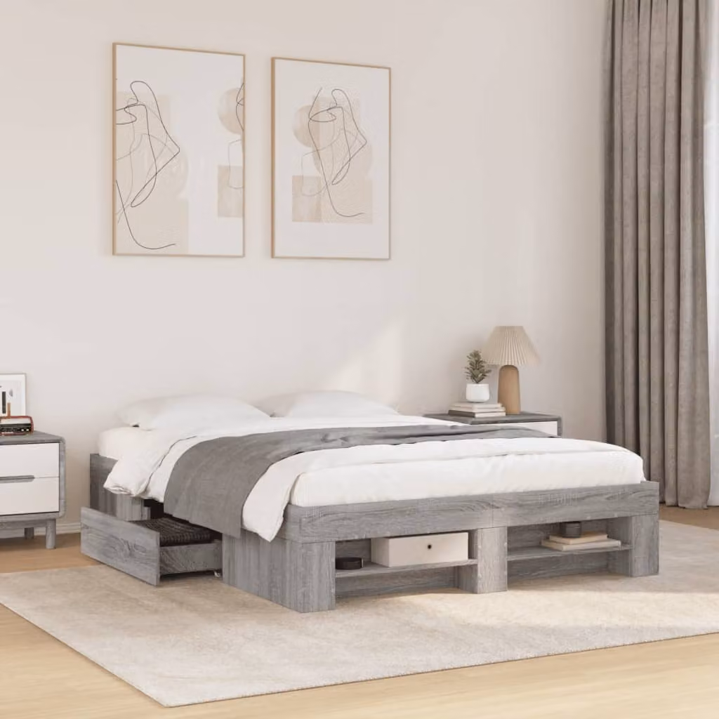 Giroletto moderno vidaXL in legno e MDF grigio, L/P/H: 120 x 200 x 33 cm – 1