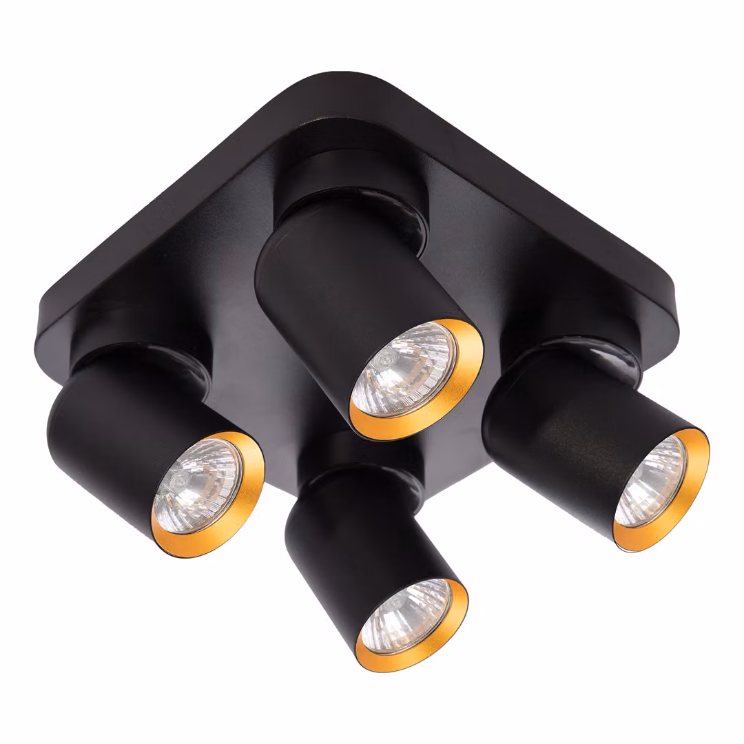 Plafoniera 4 faretti neri con interno oro mobili 4xGU10 10W Andy Milagro