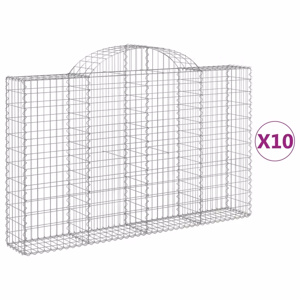 Cesti Gabbioni ad Arco 10 pz 200x30x120/140 cm Ferro Zincato