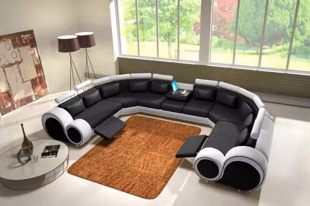 Couchgarnitur Moderne Sofa Ecke Sitzecke Leder Couch Wohnlandschaft USB Sofa