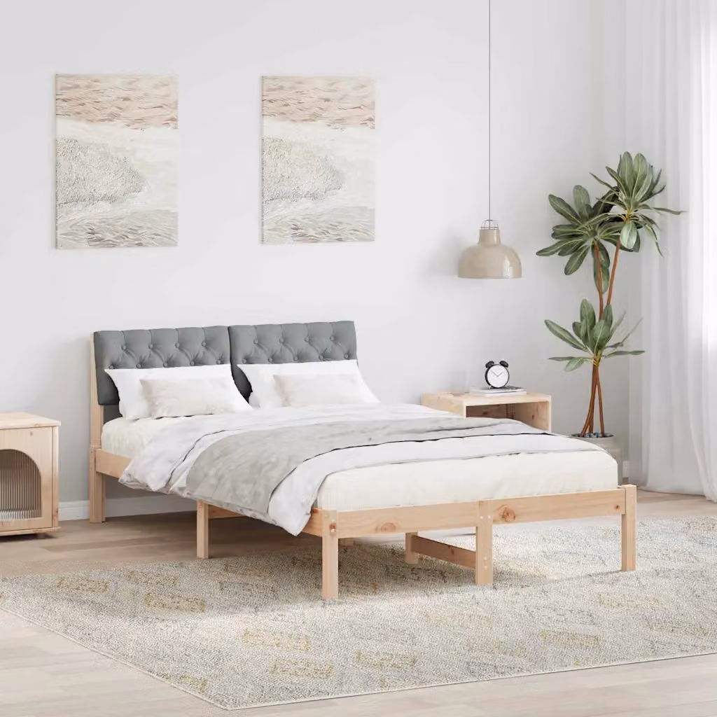 Struttura del letto moderna vidaXL in legno di pino marrone e grigio chiaro L/P: 120 x 200 cm – 1