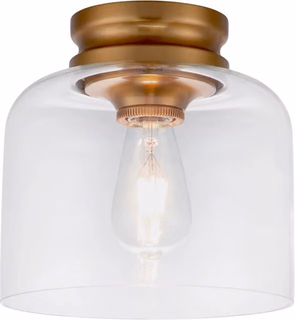 Plafoniera Contemporanea Hounslow FEISS in Ottone e Vetro Trasparente con 1 Luce E27
