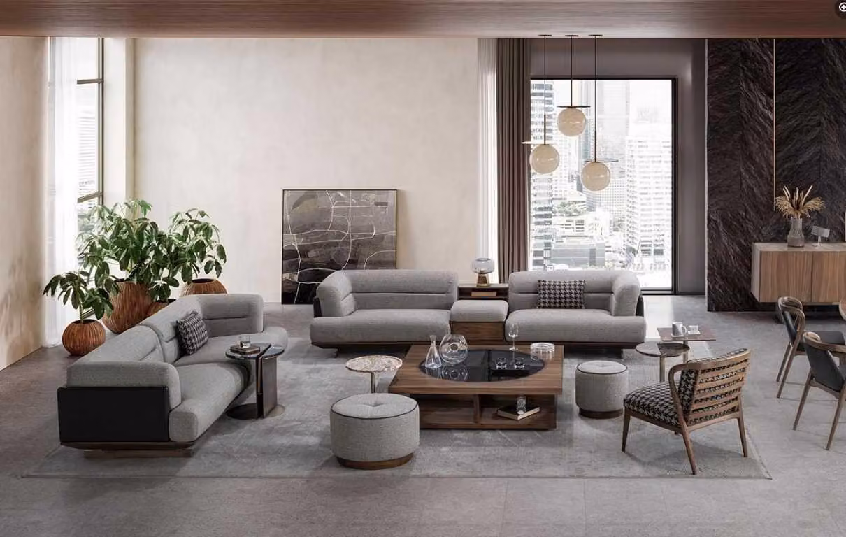 Luxus Wohnzimmer Set Sofa mit Sessel Modernen Design Sofagarnitur 6tlg