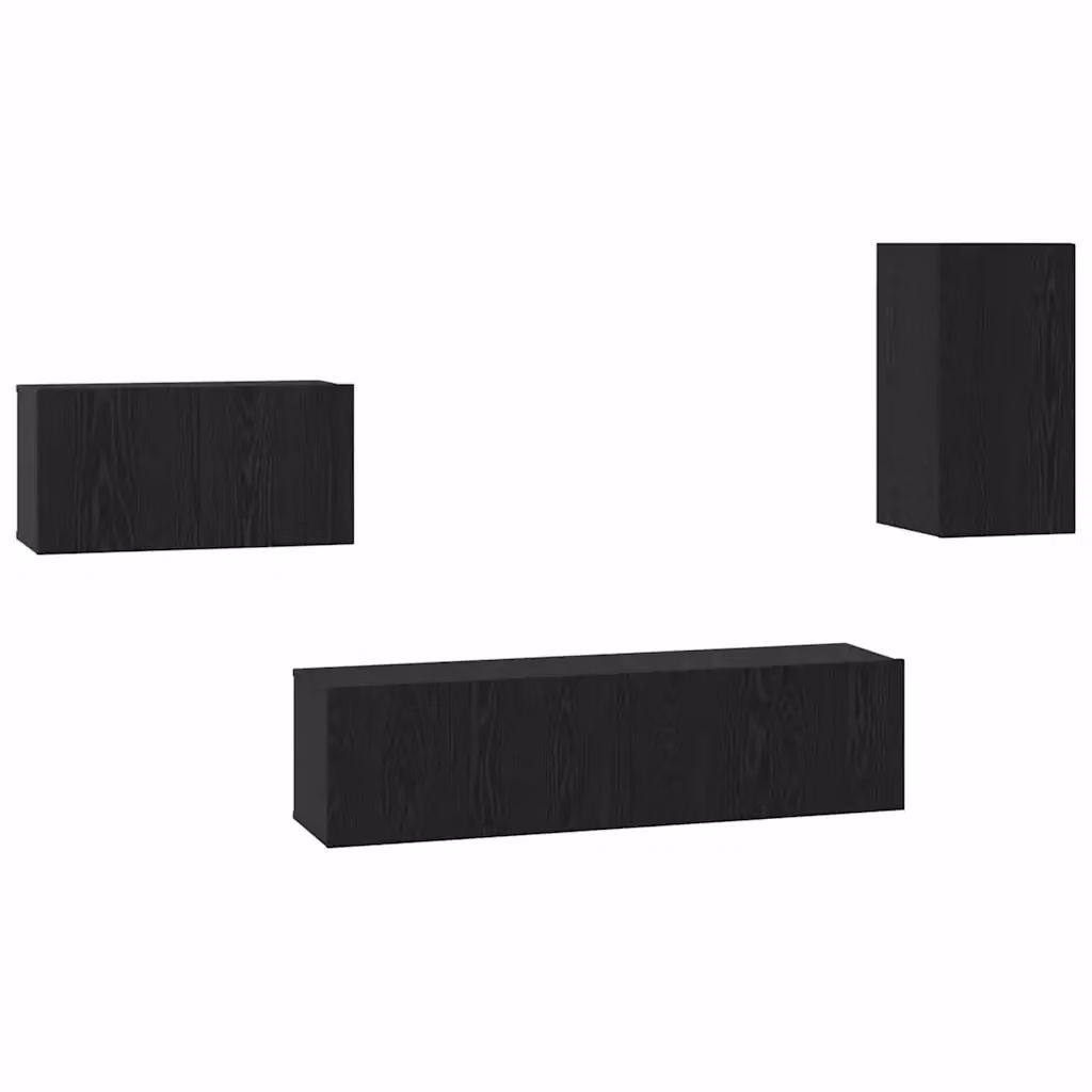 Set mobile TV moderno vidaXL in legno ingegnerizzato nero e rovere da 4 pezzi per soggiorno a parete – 2