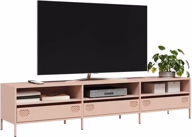 Mobile TV Rosa 202x39x43,5 cm in Acciaio Laminato a Freddo 851347