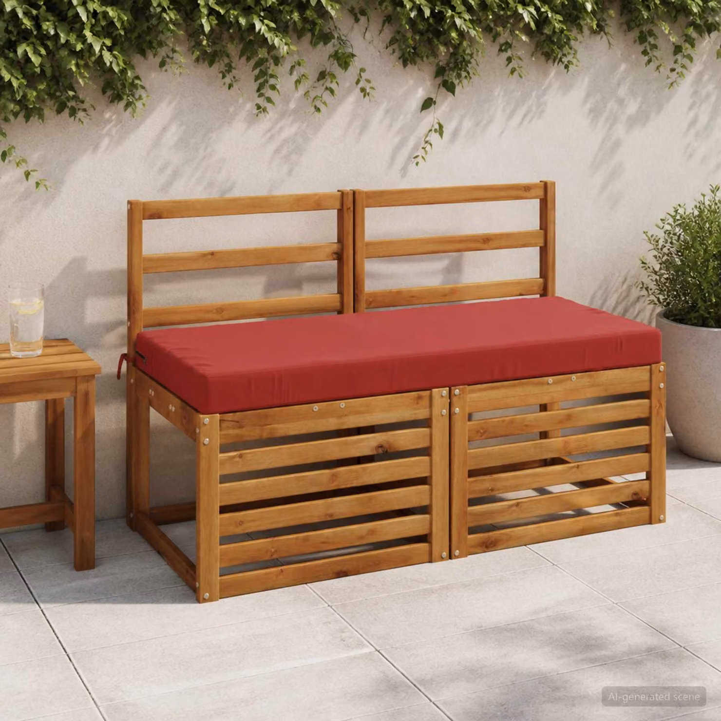 Cuscino per panchina vidaXL SOEST in poliestere con rivestimento rimovibile e resistente ai raggi UV, colore rosso
