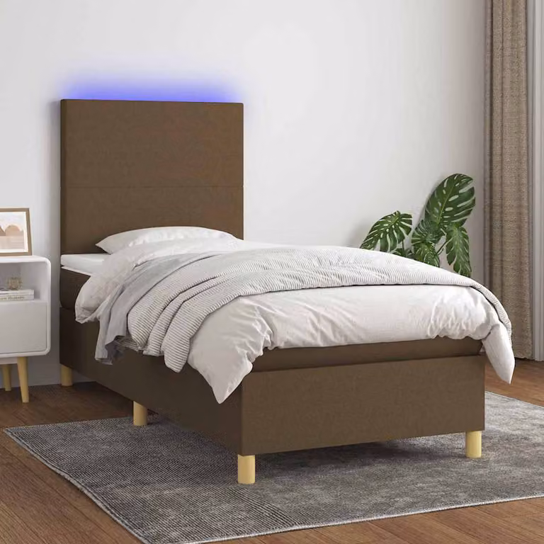 Letto Ibrido con Materasso e Illuminazione LED vidaXL, Marrone e Bianco, L/P: 100 x 200 cm