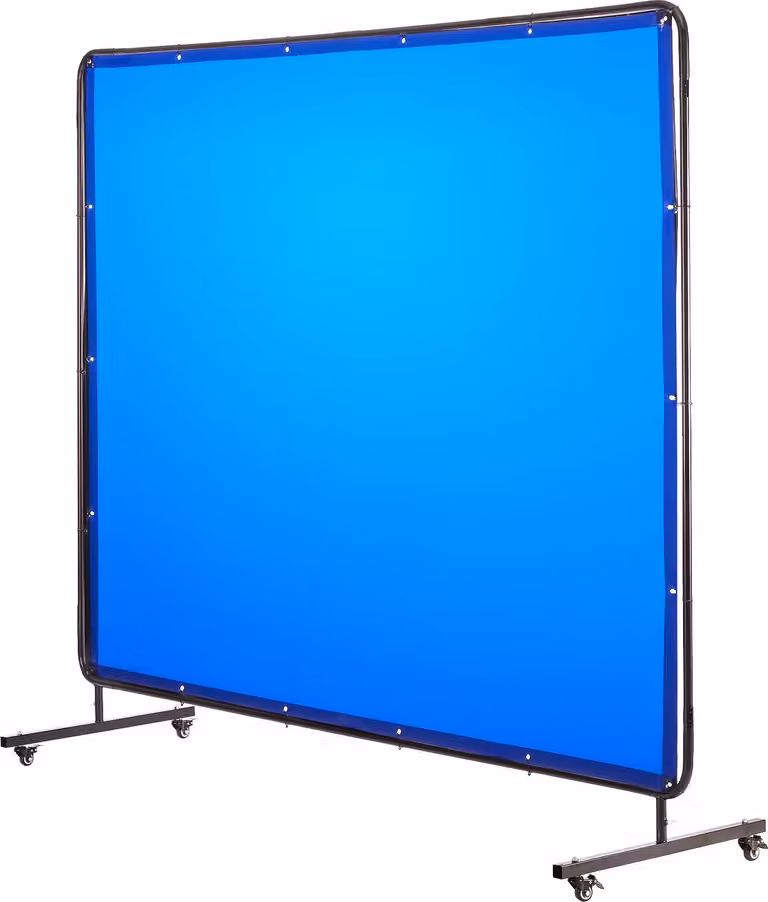 Tenda per saldatura - Parete mobile di protezione per saldatura - Dimensioni 174 x 234 cm - Vinile ignifugo - Livello di protezione UV 6 - Ruote girevoli bloccabili - Per officina e industria - Blu