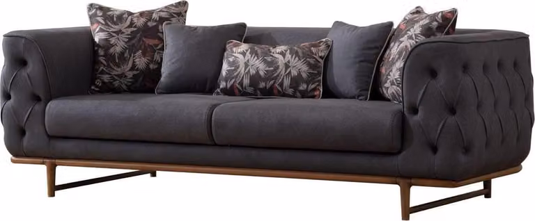 Schwarzes Chesterfield Sofa Designer Bettfunktion Wohnzimmer 3-Sitzer