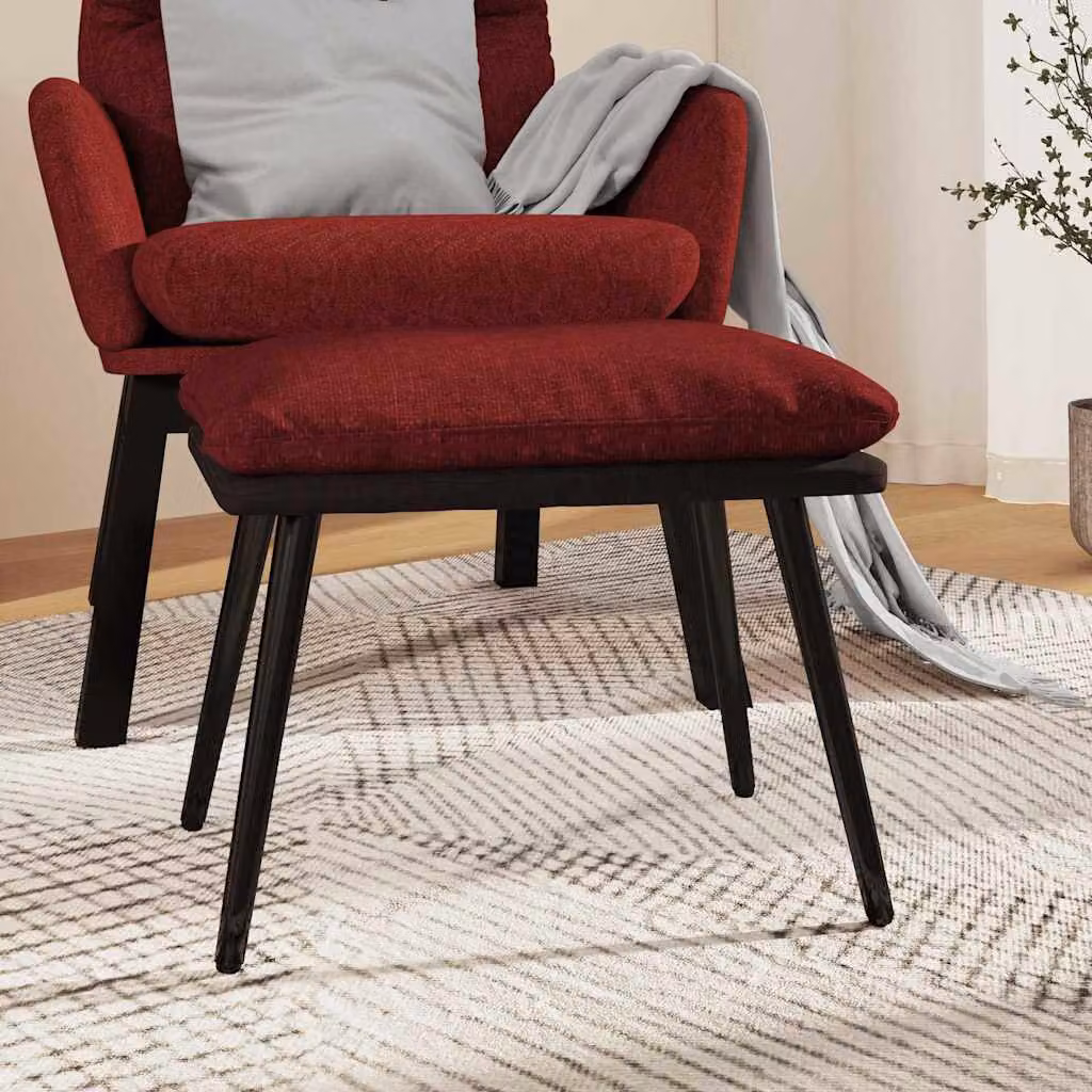 Sgabello vidaXL Rosso Vino in Tessuto e Similpelle, L 45 x P 29,5 x H 35 cm
