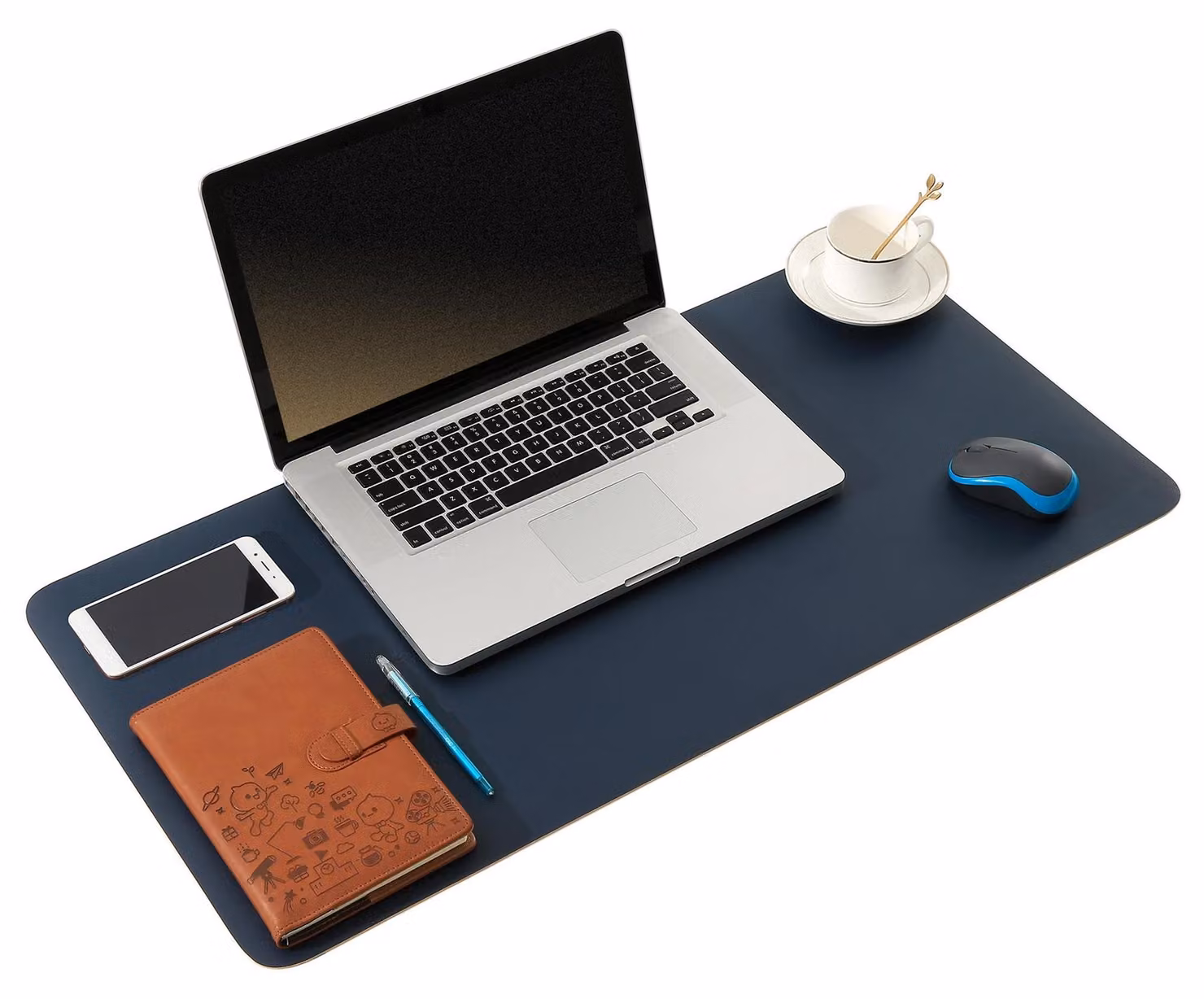 Tappetino da scrivania in pelle, con superficie utilizzabile su entrambi i lati, ideale per laptop e scrittura