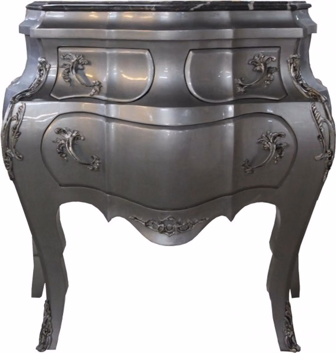 Comò Barock "Casa Padrino", colore argento, con piano in marmo - Comò dimensioni: 95 cm di larghezza x 89 cm di altezza