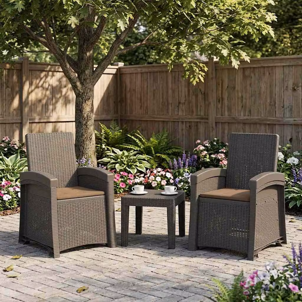 Set di 2 sedie da giardino reclinabili vidaXL in effetto rattan con cuscini, resistenti alle intemperie