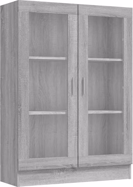 Vetrina HELLOSHOP26 con ante in vetro e decoro classico in legno composito grigio L: 82,5 cm, P: 30,5 cm, H: 115 cm