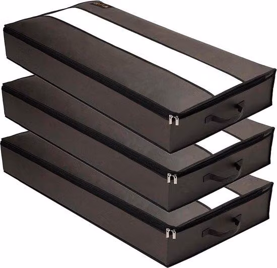 Set di copriletti con rivestimento idrorepellente - contenitore divisibile per biancheria da letto e cuscini - grigio - set da 3 pezzi
