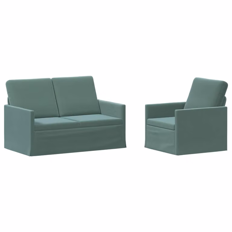 Set di 2 divani moderni vidaXL in velluto verde mare con struttura in metallo