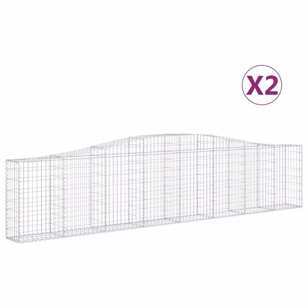 Cesti Gabbioni ad Arco 2 pz 400x30x80/100 cm Ferro Zincato