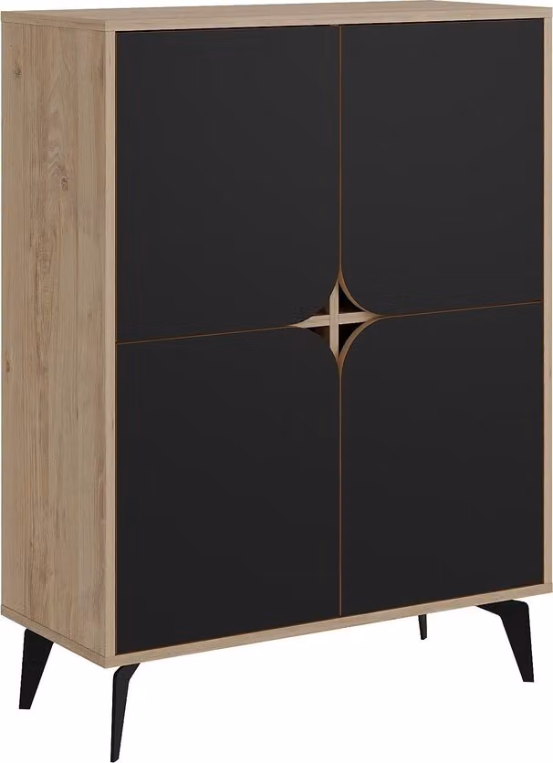 Calicosy - Credenza alta 4 ante con gambe in metallo L90 cm - FLORA