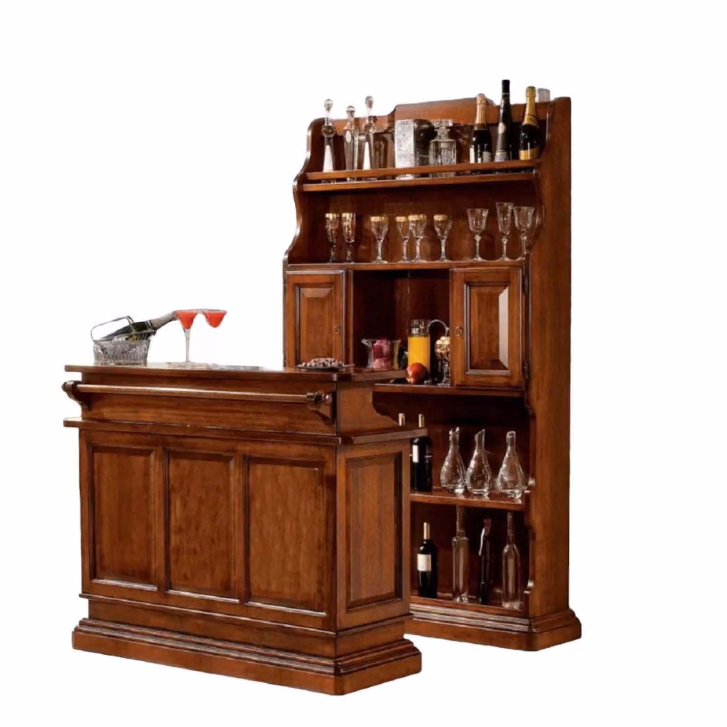 Mobile bar classico arte povera Mobili 2G in legno di pioppo tinta noce – 1