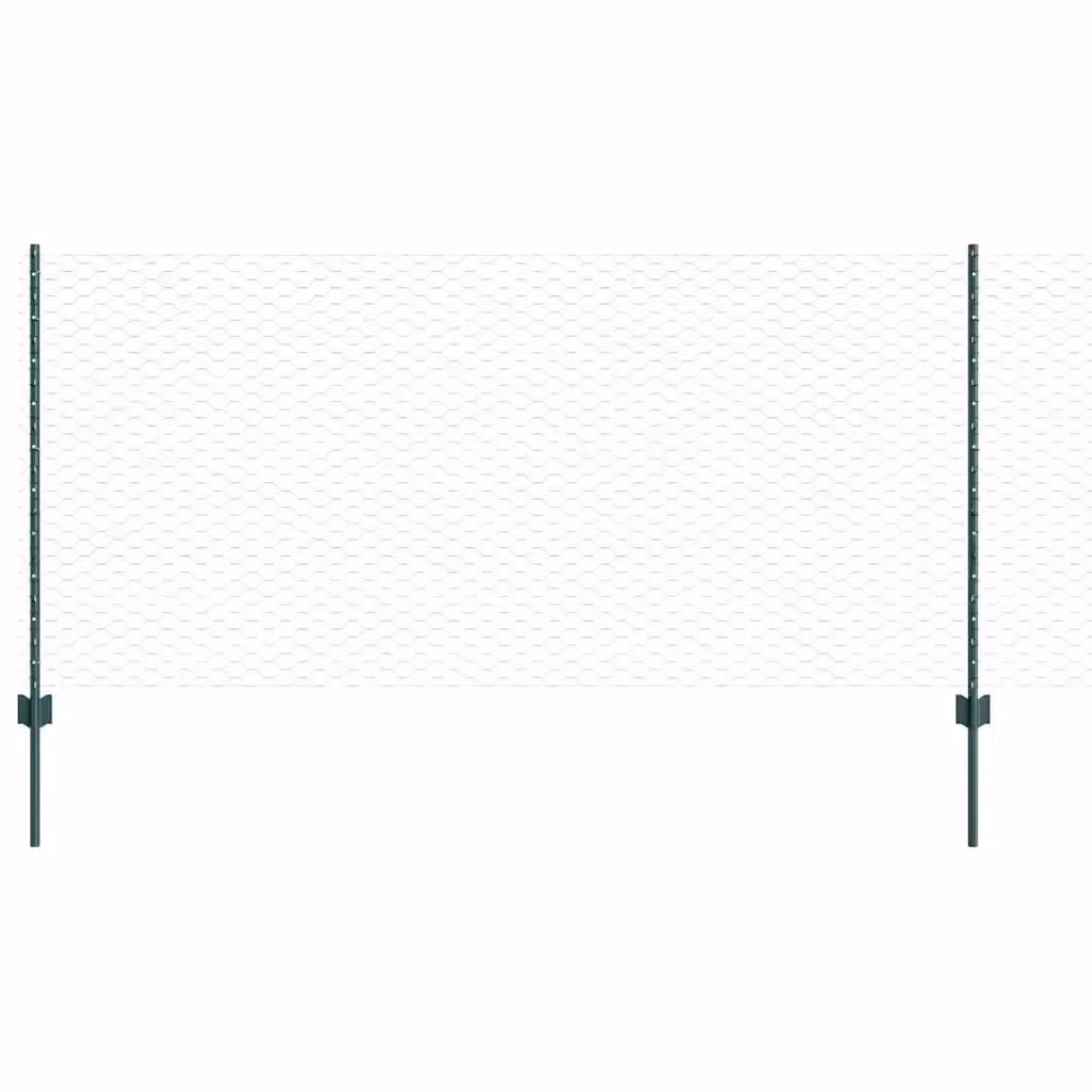 Recinzione esagonale verde vidaXL in acciaio rivestito in PVC con palo rotondo per installazione nel terreno L: 50 cm, H: 1 m – 2