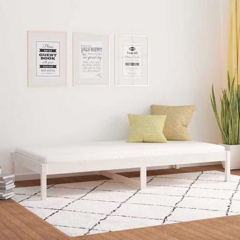 vidaXL Dormeuse in legno di pino massello bianca con doghe fisse L/P/H: 205.5 x 90 x 30 cm