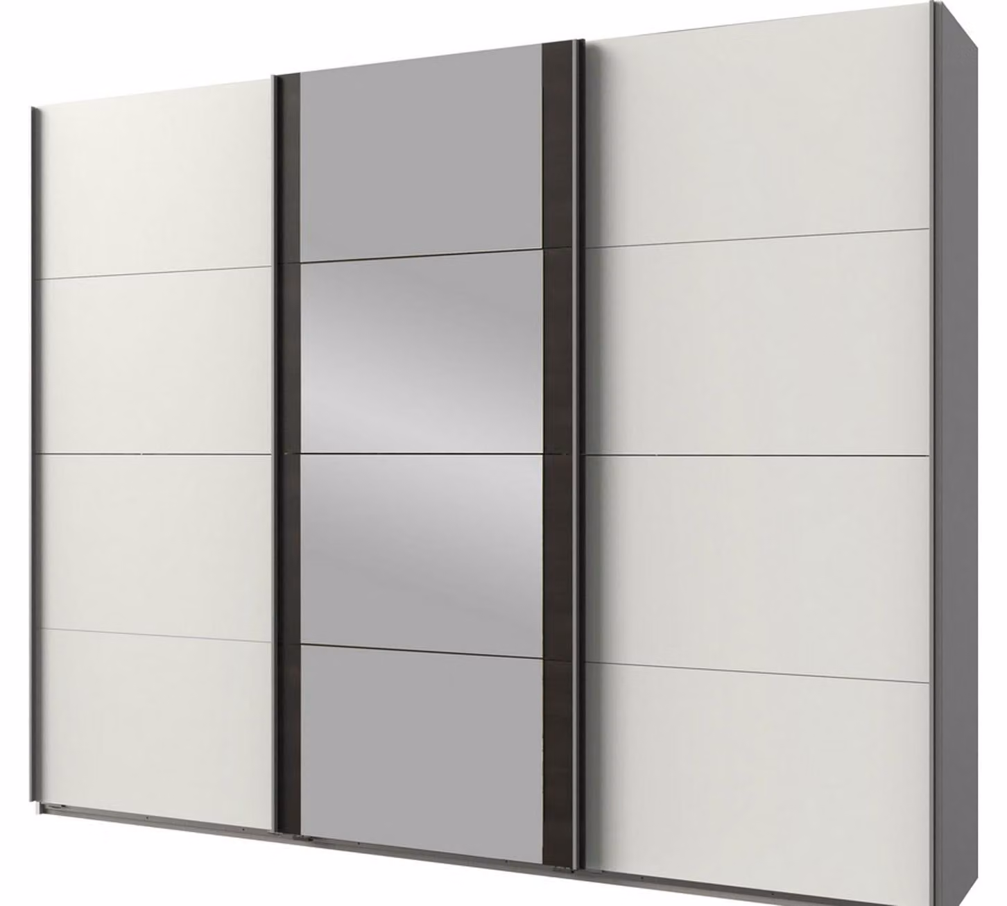 Armadio ad ante scorrevoli Berna Armadio design selezionabile, bianco / acciaio grezzo, 225x64x210cm