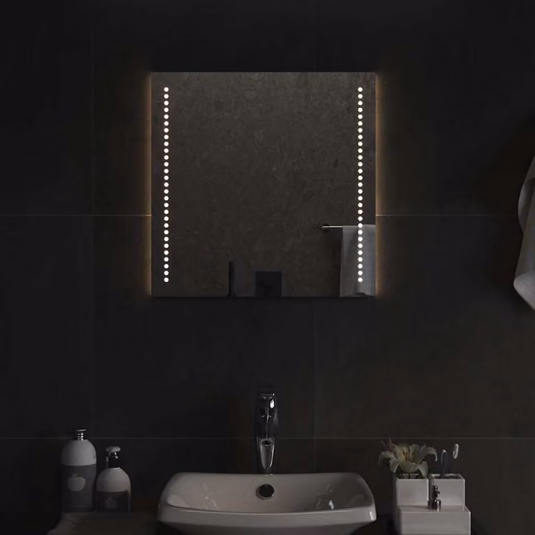 Specchio da bagno con luci LED vidaXL, design moderno, L 50 cm x H 50 cm