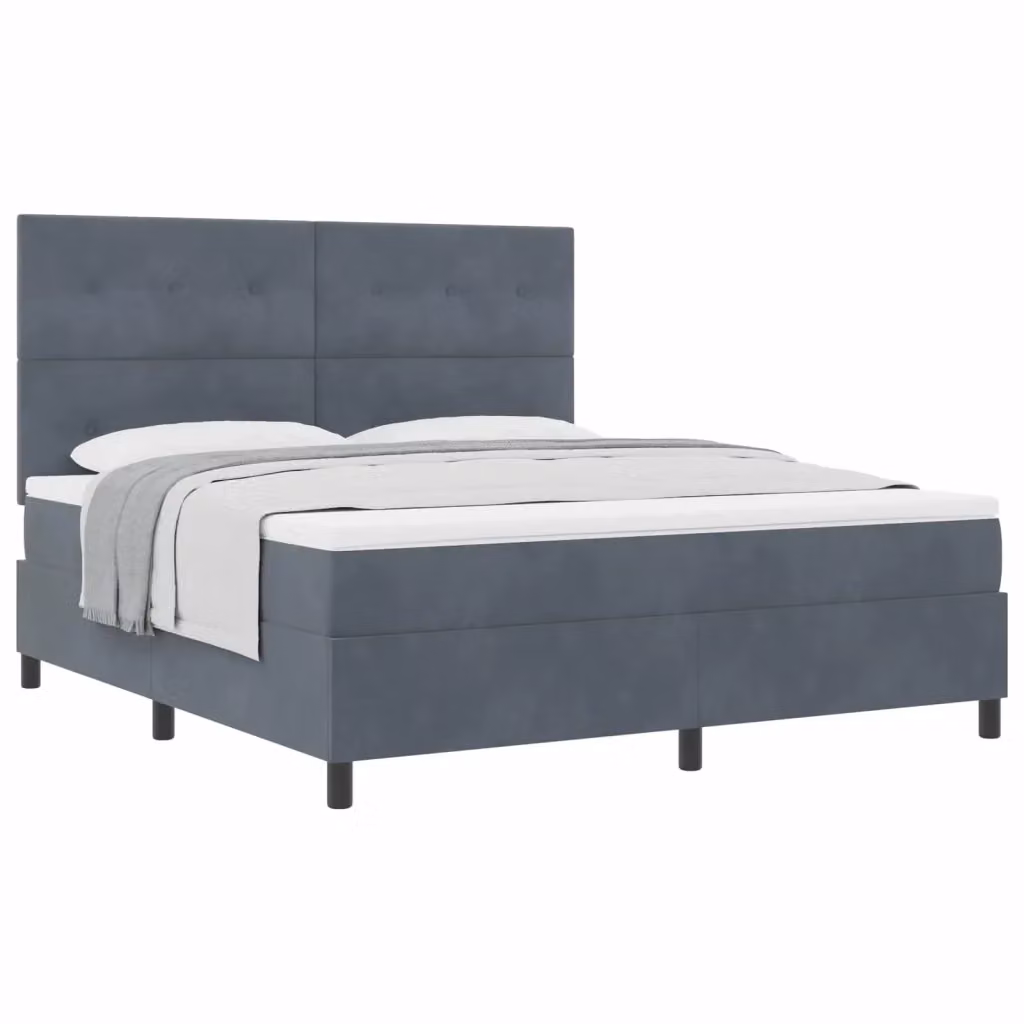 Letto a molle con testiera in velluto grigio vidaXL L/P: 180 x 200 cm – 2