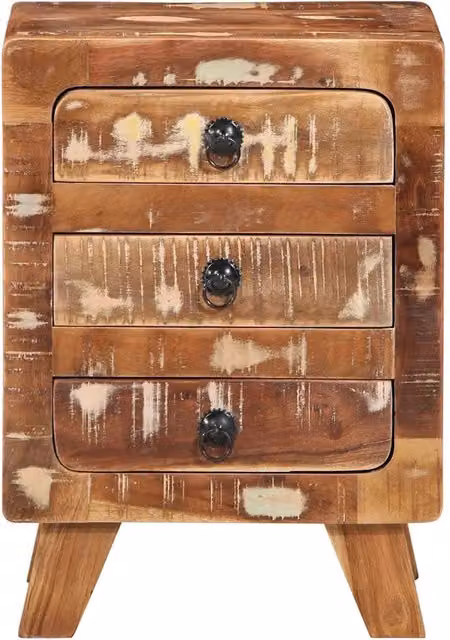Comodini 2pz-Set di 2 Tavolino da notte 37x32x50 cm in Legno Massello di Recupero