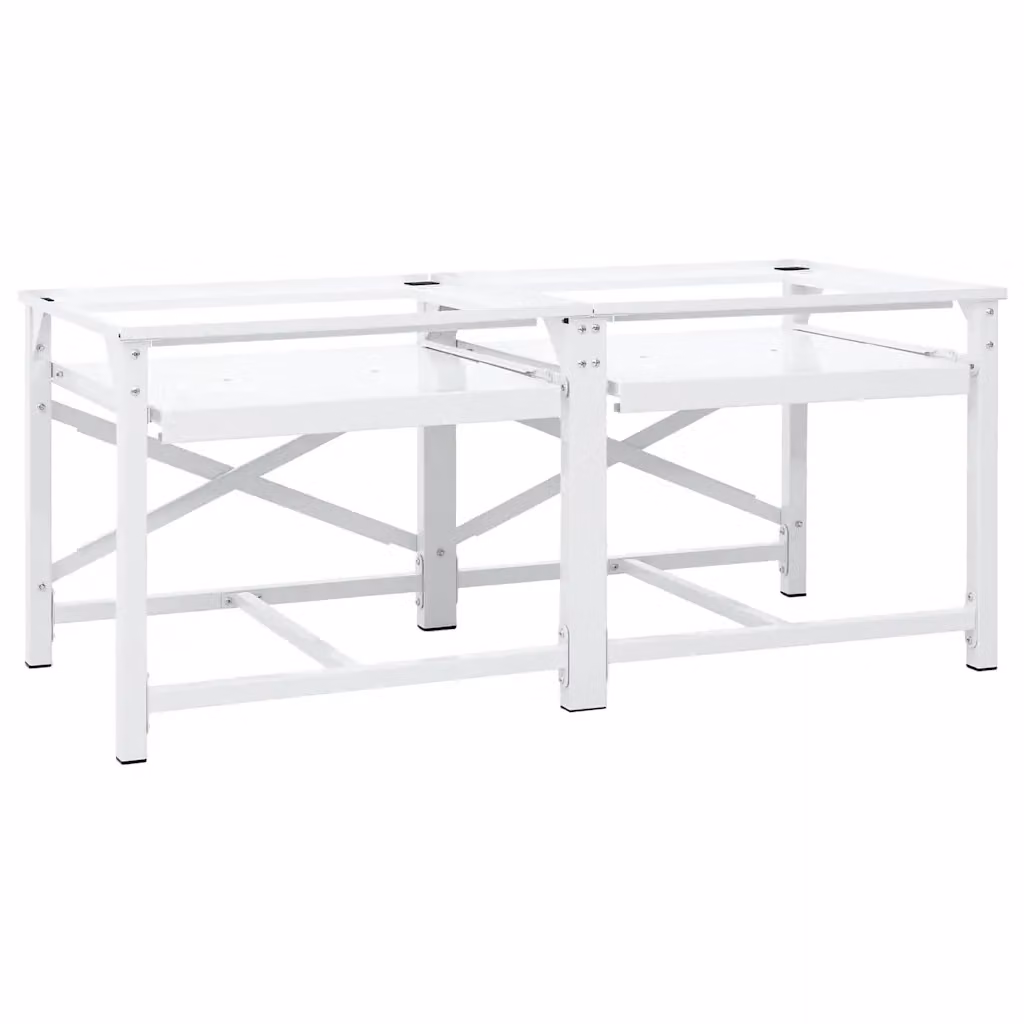 vidaXL Piedistallo Doppio per Lavatrice con Ripiani Estraibili, Bianco, L: 120 cm, P: 56 cm, H: 52 cm