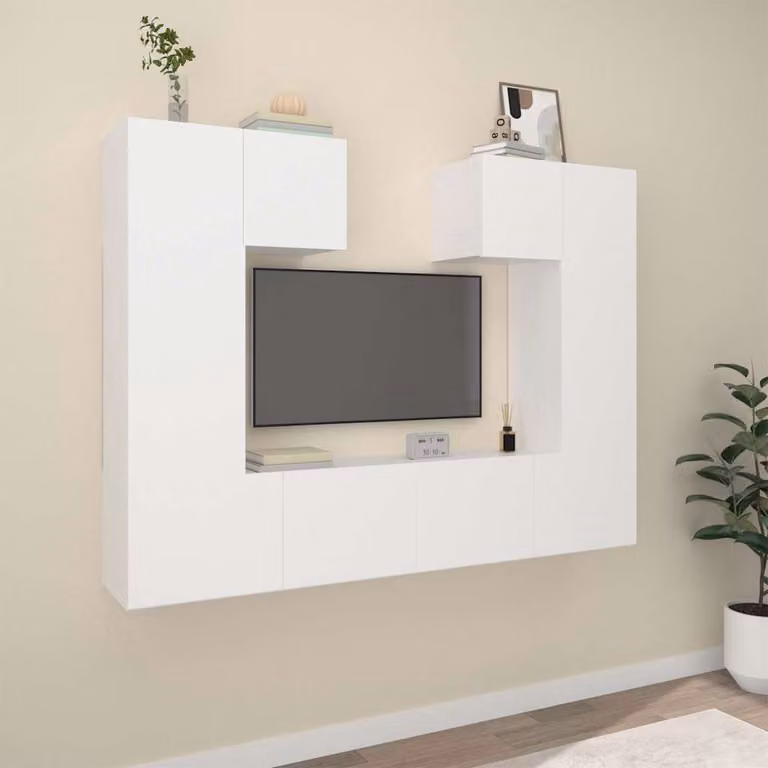 Set di Mobili Porta TV 6 pz vidaXL Bianco in Legno Multistrato