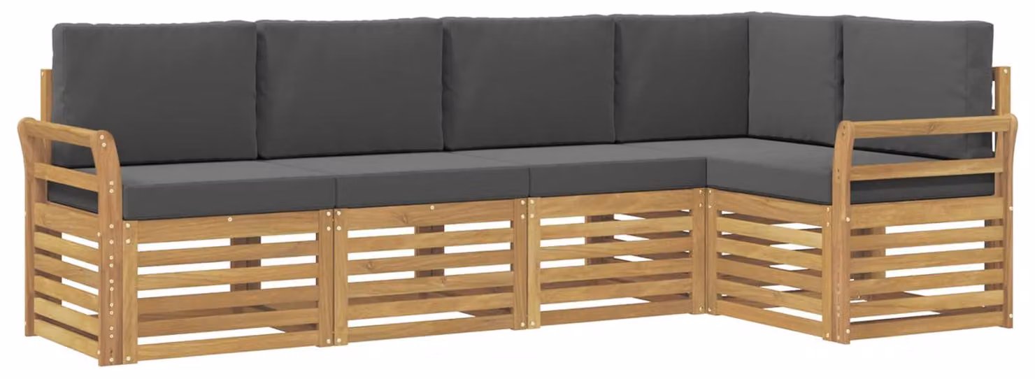 Set di divani da esterno, 5 pezzi, bianco e antracite