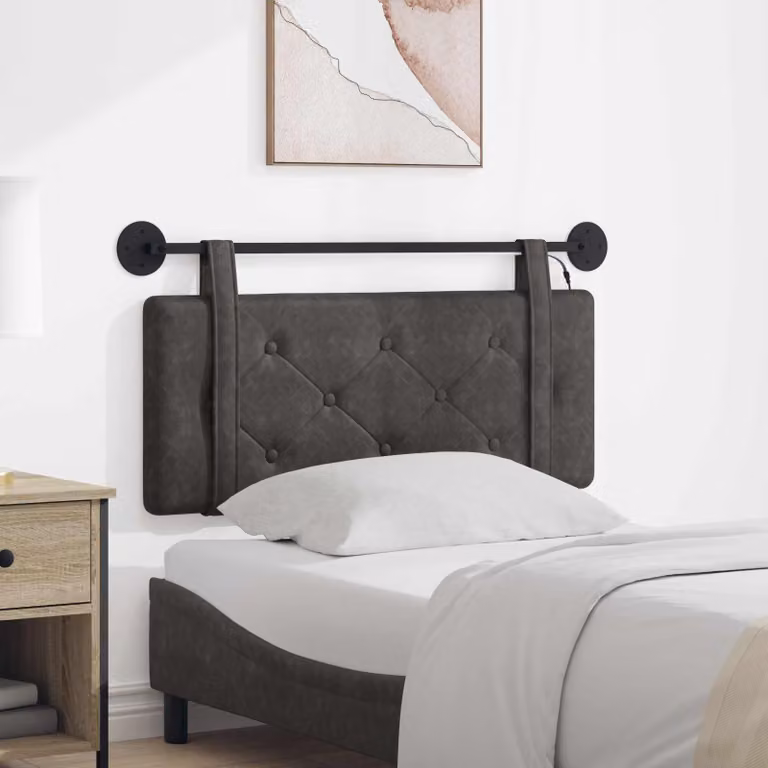 Testiera da letto sospesa vidaXL in similpelle nera con illuminazione integrata