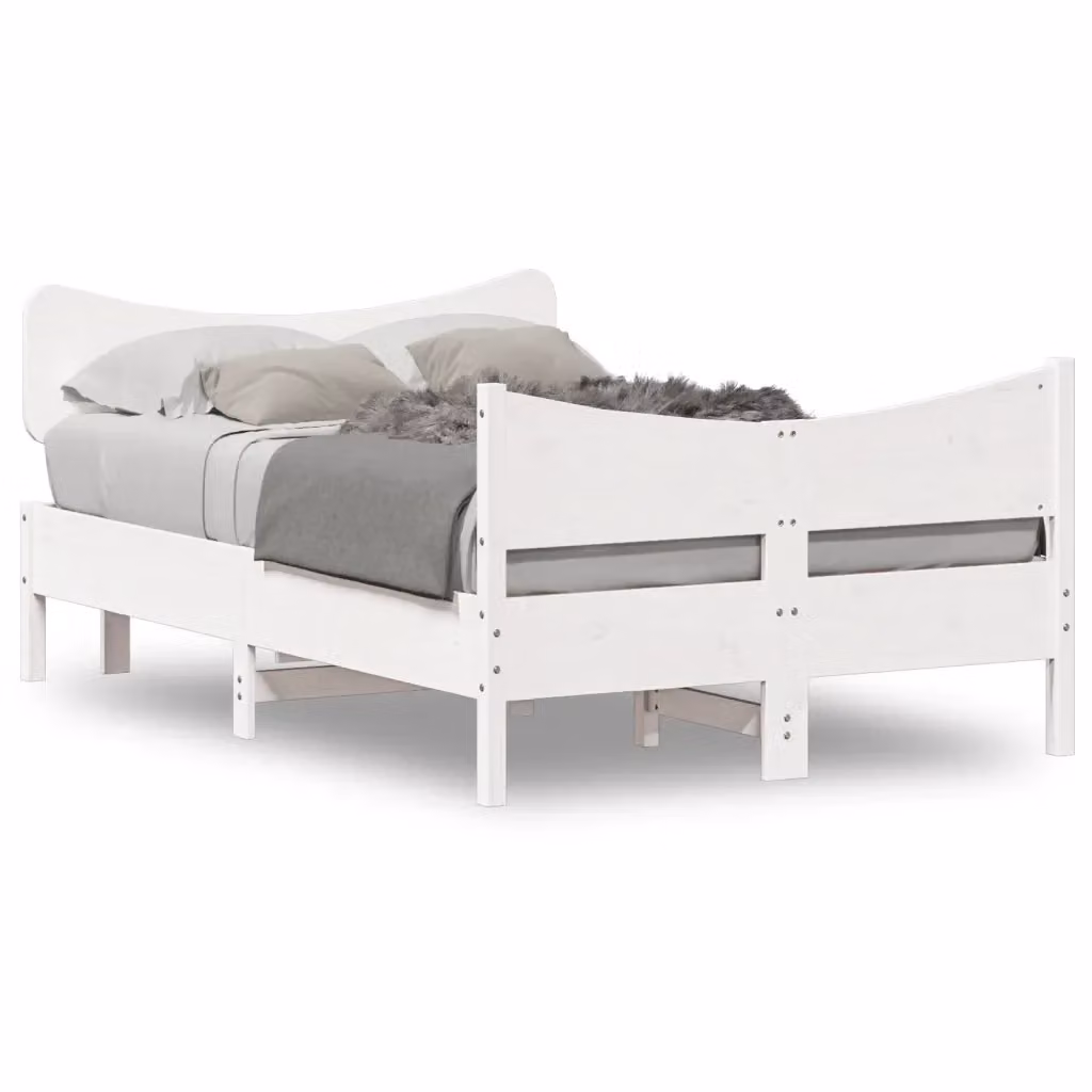 Letto singolo vidaXL in legno massello di pino bianco con doghe piatte fisse L/P/H: 195.5 x 125.5 x 30.0 cm – 2