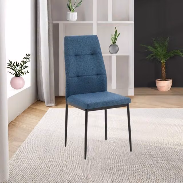 Set di 4 sedie da pranzo Adara Veriaffari in tessuto blu e nero con struttura in metallo, L: 63.5 cm, P: 44 cm, H: 89 cm