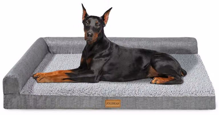 Cuccia ortopedica per cani, colore grigio, dimensioni 142x101 cm, con imbottitura in schiuma da 9 cm, ideale per cani di grossa taglia