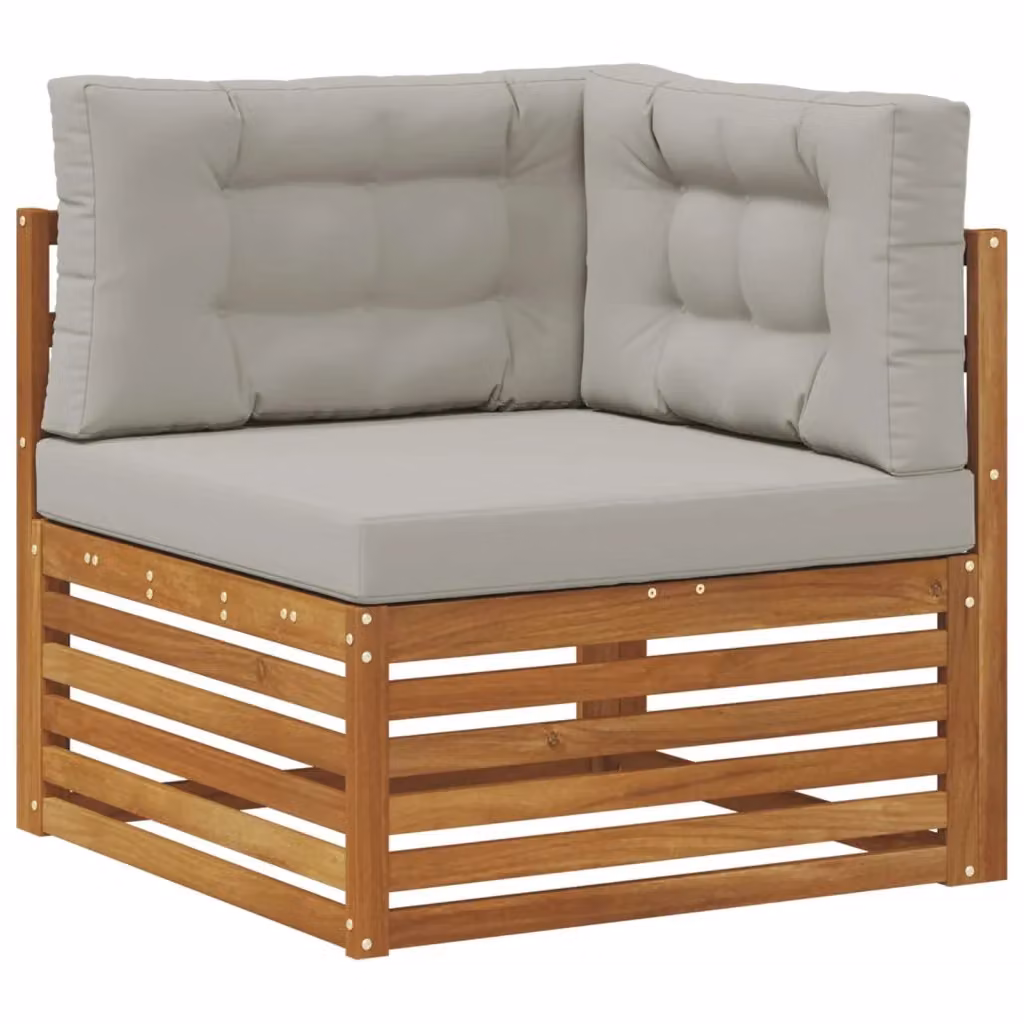 Divano Angolare da Esterno Componibile DESIGN IN in Legno di Acacia Massello con Cuscini Grigi – 2
