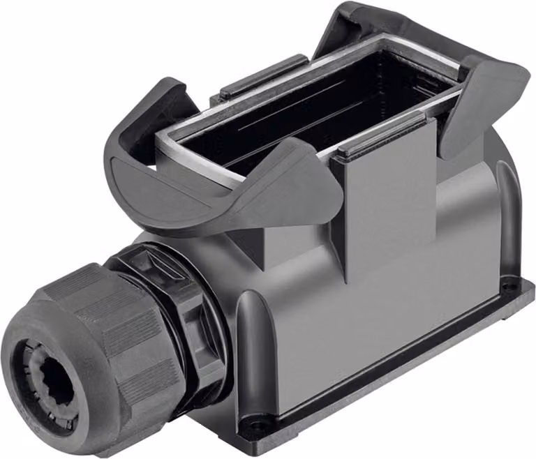 "Han ECO Mod. 16 Custodia di base con pressacavo, 1xM40 uscita cavo laterale, con 2 traverse"