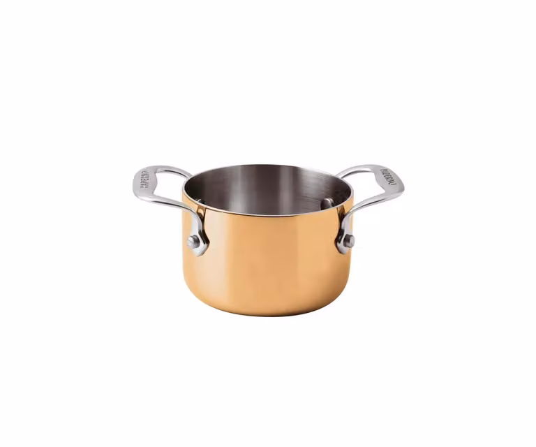 Casseruolino alto Serie 15600 3-Ply in rame con due maniglie, diam.10cm, 2 pezzi