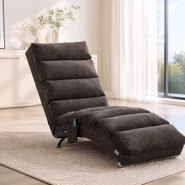 Chaise longue massaggiante fissa 148x55x84 cm grigio scuro, 1 collo