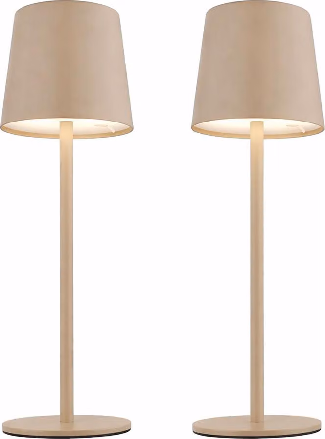 2x lampada da tavolo a LED, color sabbia, dimmer touch, batteria ricaricabile, H 28 cm