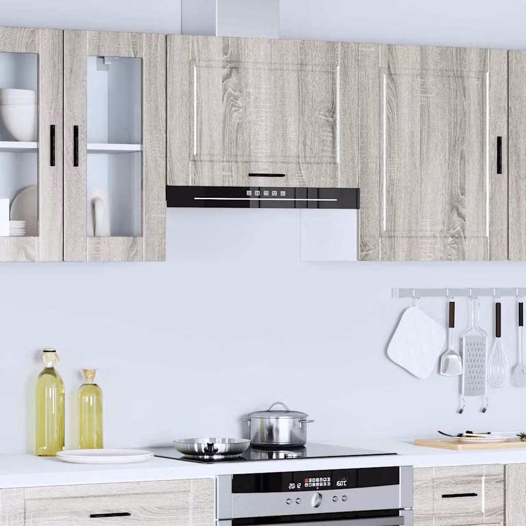 Pensile da cucina moderno vidaXL in legno e MDF grigio con ante a battente L 60 cm x P 40 cm x H 31 cm