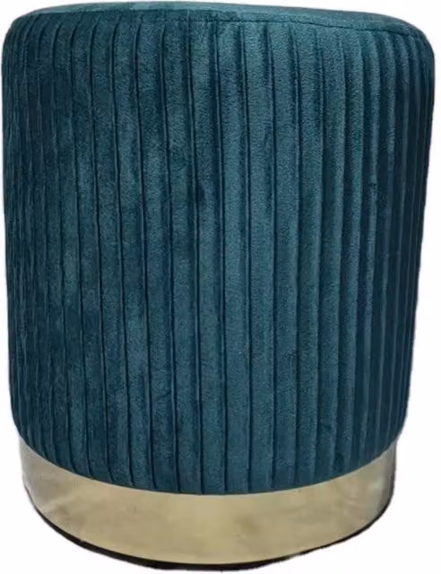 Set di 4 Pouf Nolan Casa Collection in Velluto Petrol con Cuciture Verticali e Design Cilindrico Moderno