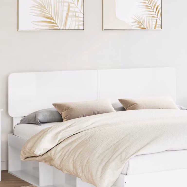 Testiera per letto moderna vidaXL in legno ingegnerizzato bianco lucido L: 183 cm, H: 90 cm, P: 11,36 cm