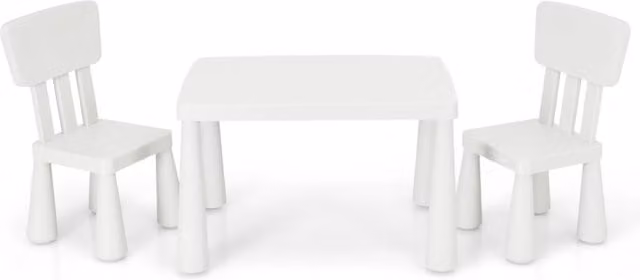 Set con tavolo e 2 sedie per bambini bianco con altezza regolabile per mangiare e disegnare – 1
