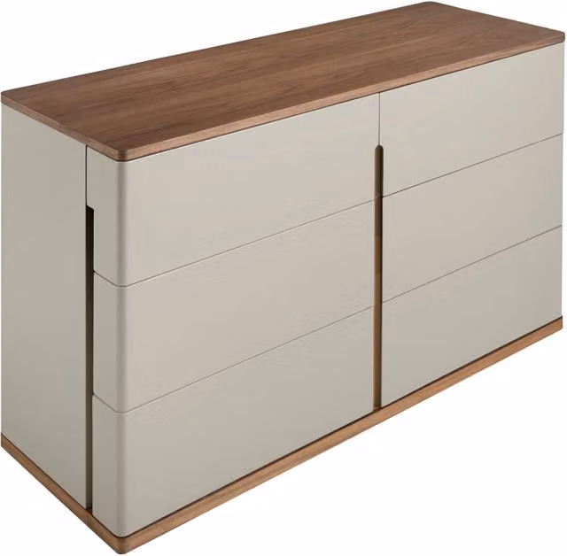 Cassettiera moderna Angel Cerdá in legno e MDF grigio e noce con cassetti soft close