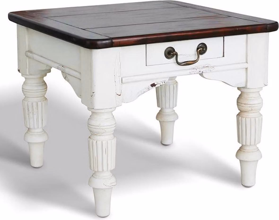 Tavolino country Casa Padrino 60 x 60 x h. 45 cm - Vari colori - Tavolino da salotto in legno massello con cassetto - Mobili da salotto