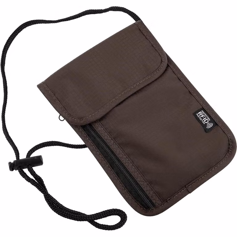 Borsa a tracolla con protezione RFID, antifurto, impermeabile, color marrone